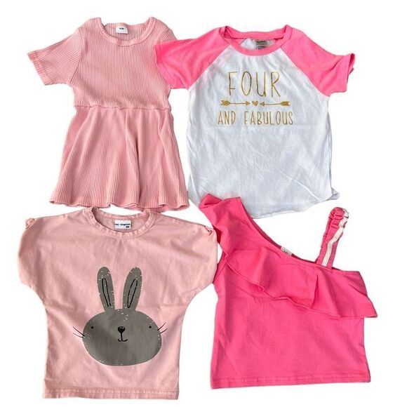 Girls set of 4 short sleeve shirts NWOT size 4T - Picture 1 of 1